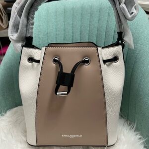 Karl Lagerfeld Tan and White Shoulder Bag